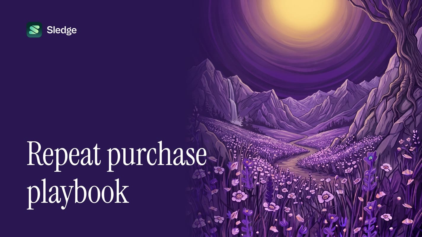 Illustrated path through a valley between grey violet mountains, under a wide halo of light.