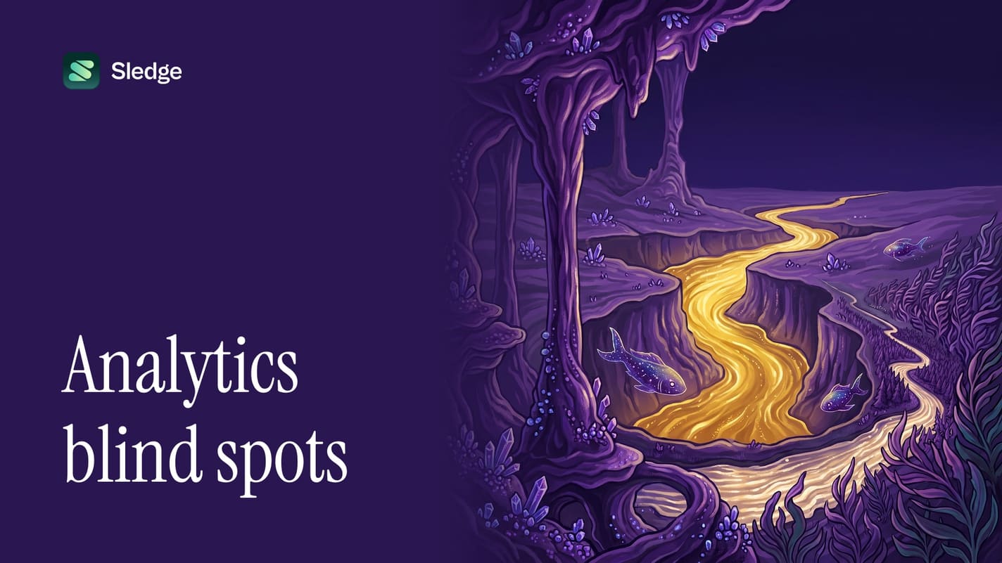 Illustrated golden river running through a dark violet cavern.