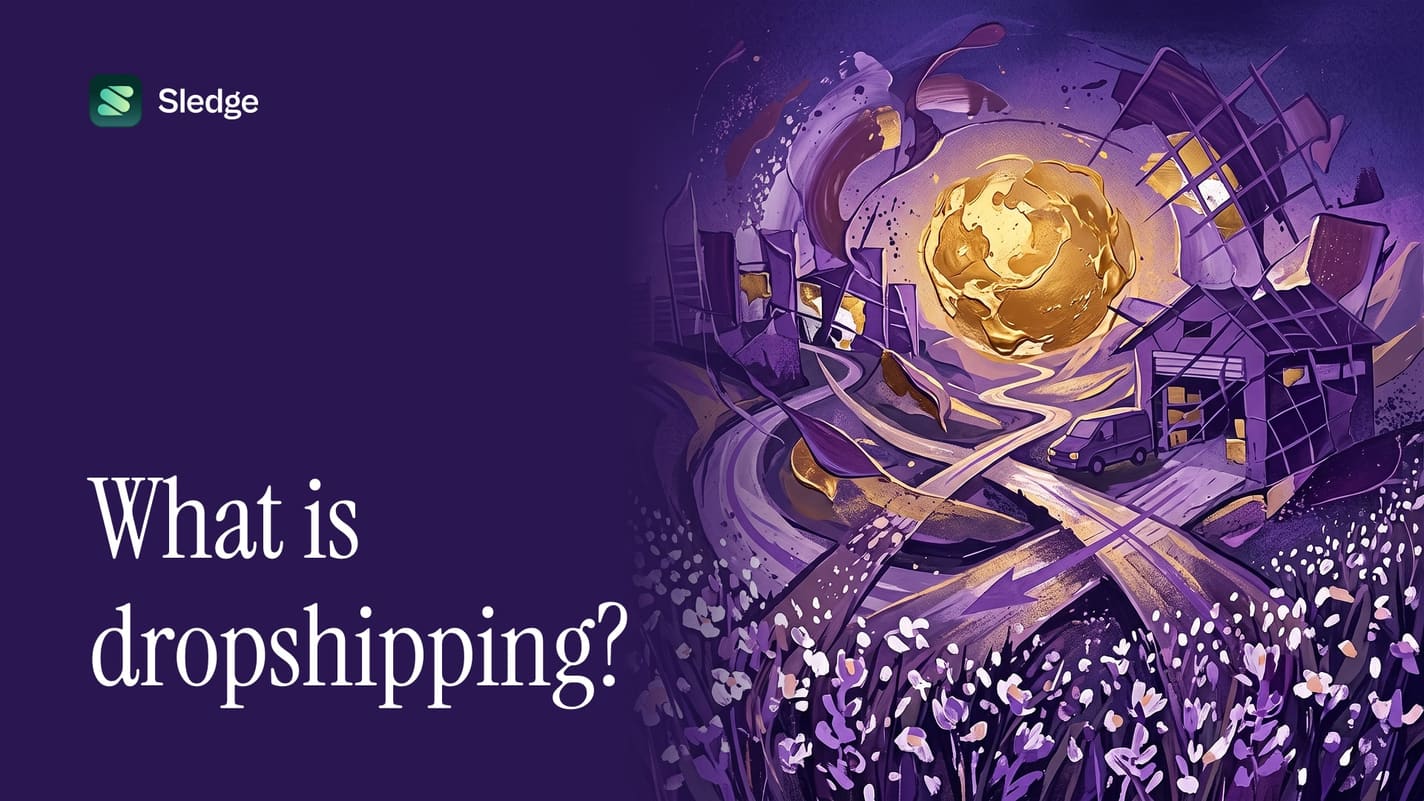 Illustrated houses in violet tilting around a golden globe, with roads crossing beneath them over a field of pale flowers.